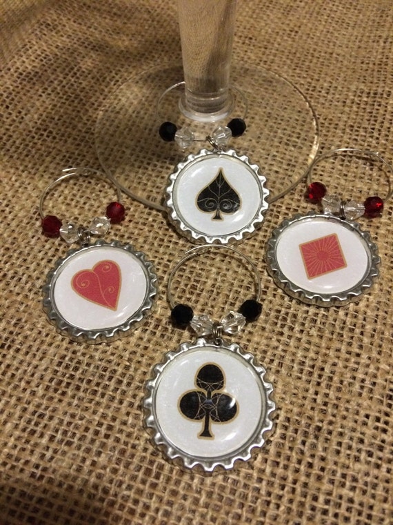 Items similar to In The Cards Wine Glass Charms on Etsy