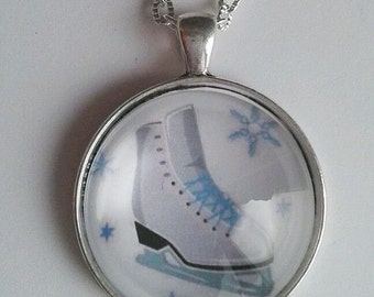 ice skate ice skating cabochon picture pendant