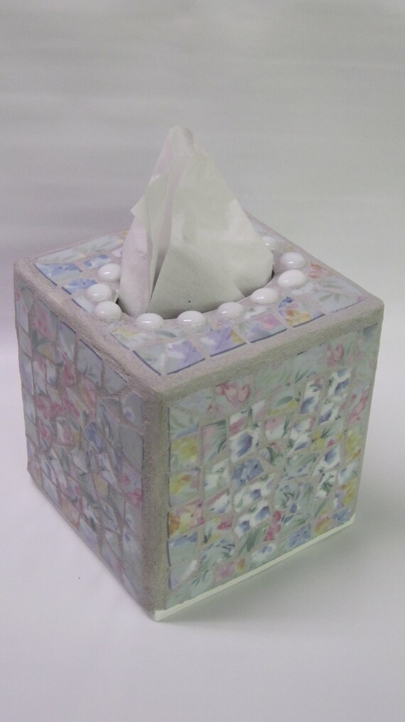 Mosaic Tissue Box Cover made with recycled China