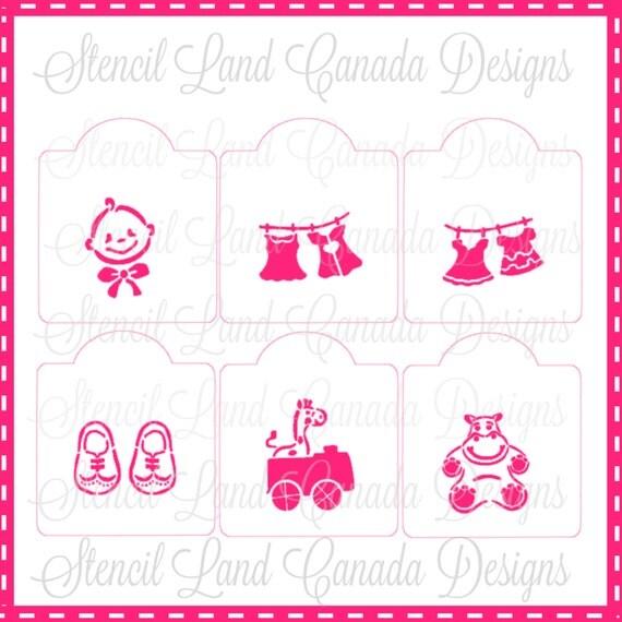 Cookie stencils set of 6 designs baby shower cake