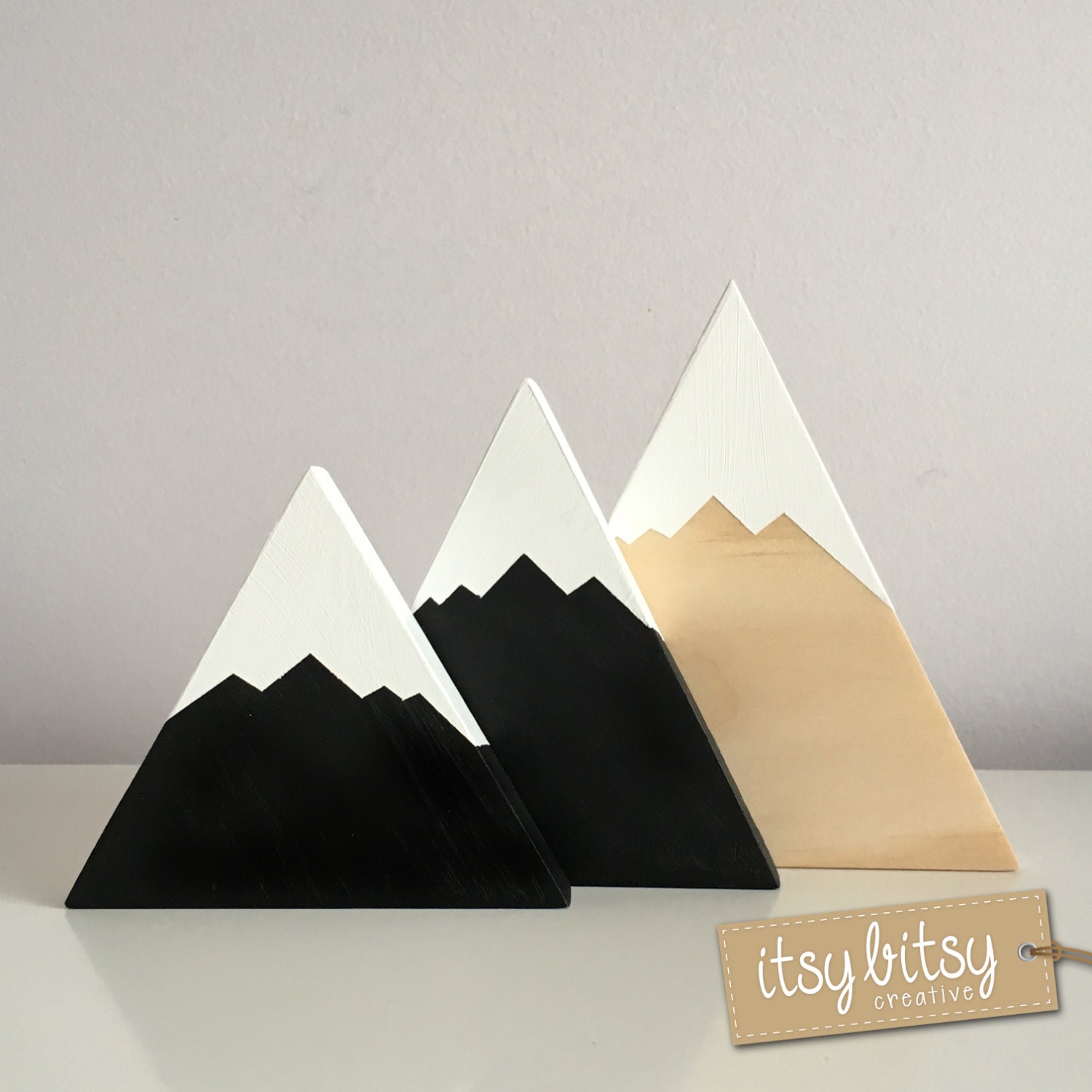 Nursery Decor Home Decor Painted Wooden Mountains Set with