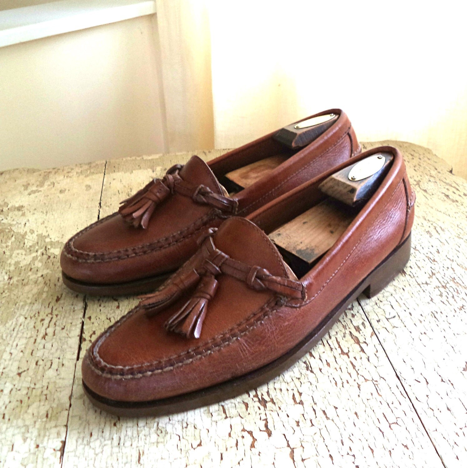 LL Bean 10 D Men's Loafers Full Grain Leather NEw SOLES