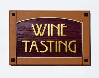 Wine Tasting room sign sandlasted cedar