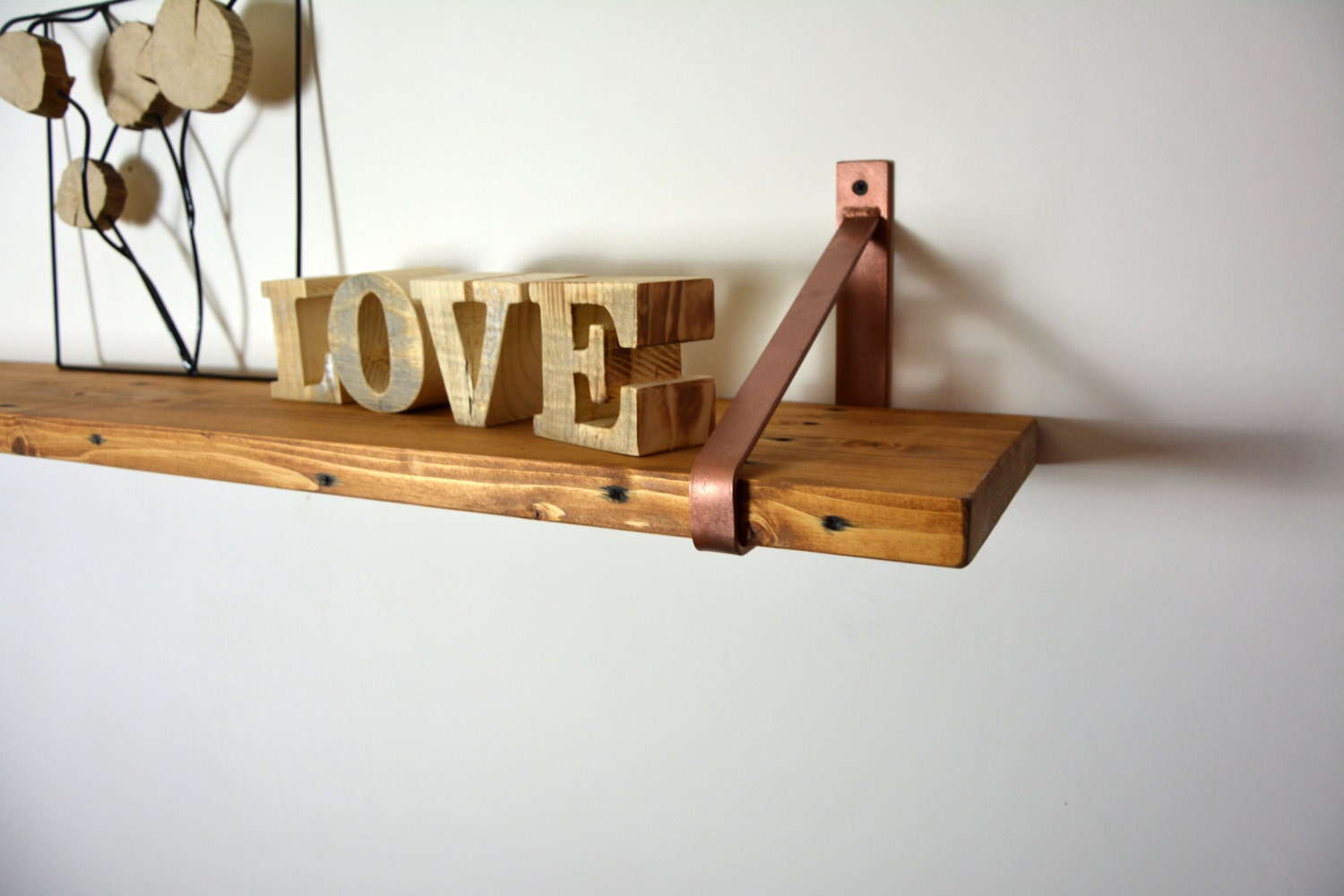 Unique Wood Shelf with Steel Bracket 32 x 8 Newest Design Brackets Copper Brackets Brown