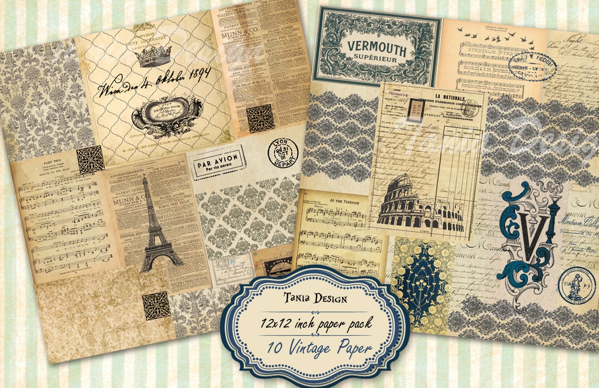 old travel paper scrapbook paper decoupage paper vintage