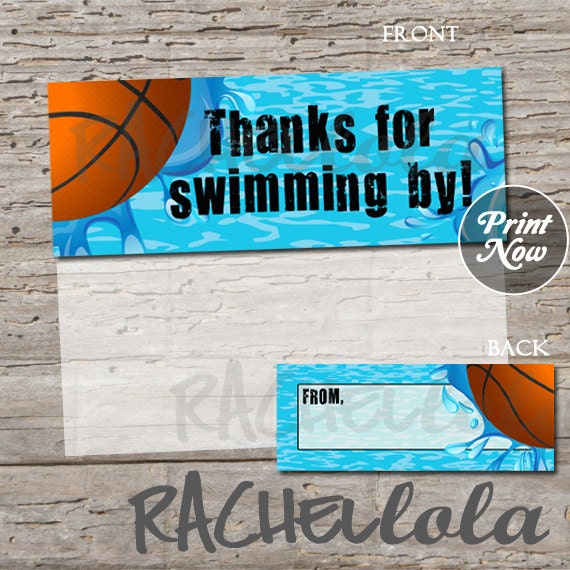 Basketball Pool Party printable favor bag or goodie bag