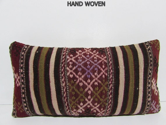 kilim lumbar pillow floral decorative pillow red throw pillow