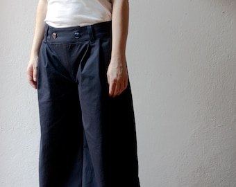 baggy pants-blue cotton twill-made to order