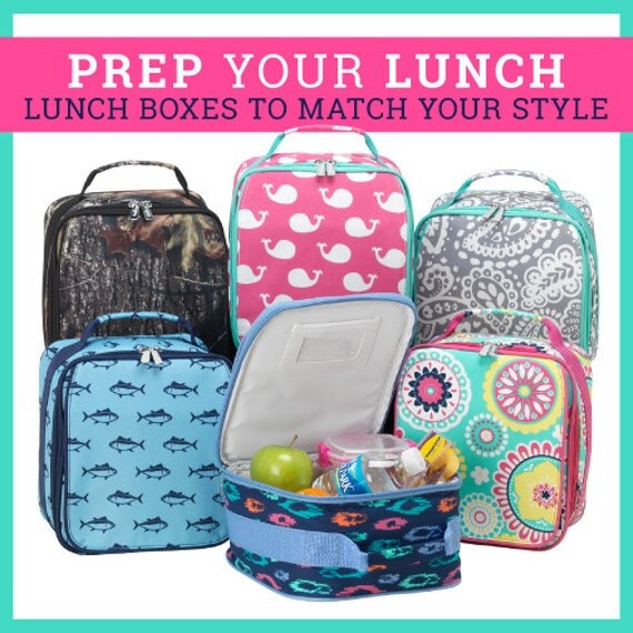 Monogrammed Lunch Bag / Monogrammed Lunch Box by PinkMustache1