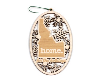 Engraved Idaho Wood Christmas Ornament