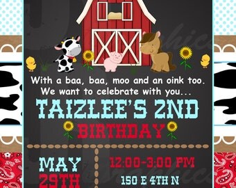 Barnyard Birthday invitation