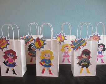 Girl Superhero Favor Bags(10)Girl Superhero Goody bags,Superhero Birthday,Girl superhero party,Girl Superhero Birthday,Superhero Gift Bags