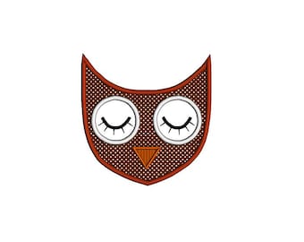 Owl applique design. Owl machine embroidery design. Owl face applique. Geometric owl design. Woodland applique owl design.