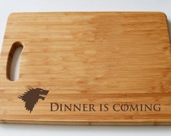 Game Of Thrones Engraved Wood Chopping Board, Dinner is Coming, Cheeseboard, Stark, Game Of Thrones Fans, Birthdays, House Gift, Anniversary