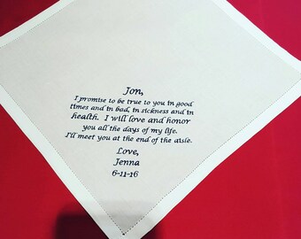 Groom Handkerchief - From Bride to Groom - Groom Gift – Personalized Wedding Gift - Wedding Gift - Custom Groom Gift - Embroidered Hanky
