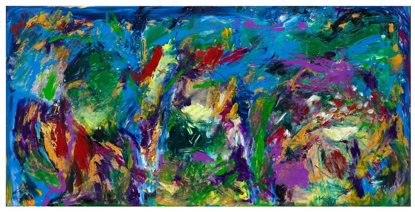 Big Abstract Blue Acrylic Art Rectangle Painting living