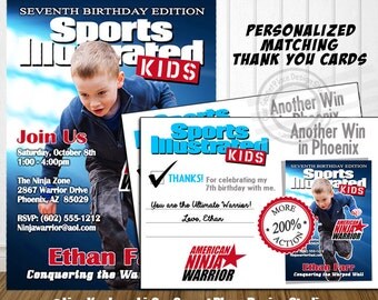 American Ninja Warrior Thank You Card American Ninja Warrior Invitation American Ninja Warrior Birthday Sports Illustrated invite