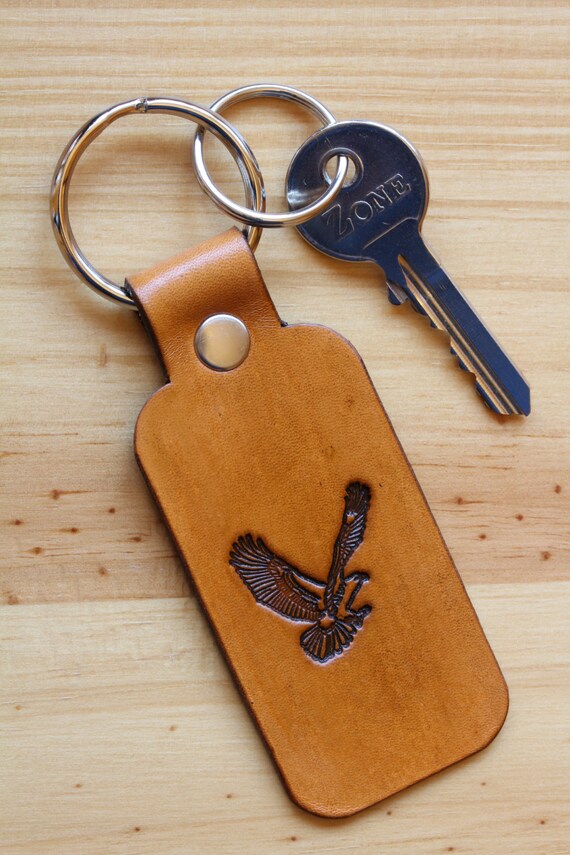 American Eagle Keychain Leather Key Fob by TinasLeatherCrafts