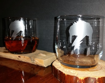 David Bowie Etched Glasses