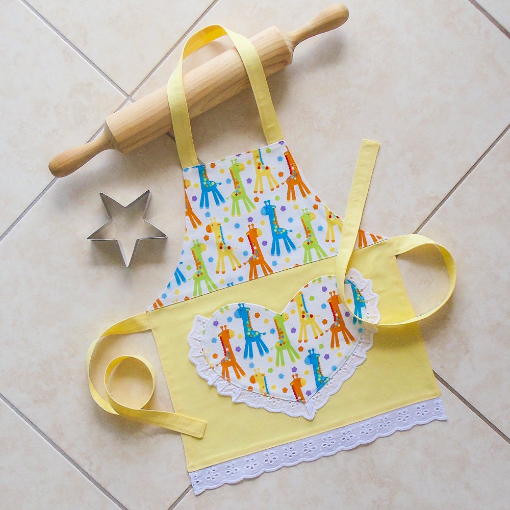 Toddlers & Kids Apron yellow girls kitchen baking craft play