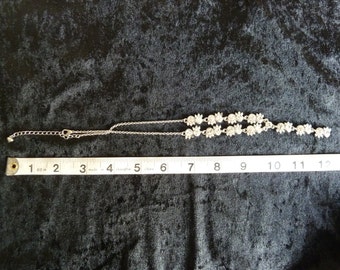 Vintage Silver diamante necklace, pendant, chain.