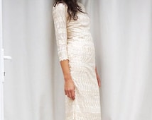 Leighton Vintage Lace Stripe Cottage Midi Dress in Pink