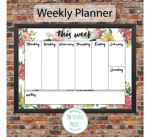 Printable A3 Weekly Planner Floral By TheLilybugProject On Etsy Printable a3 weekly planner floral by thelilybugproject on etsy