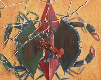 Fleur De Crab with Crawfish - Acrylic, Decapouge, 3d Canvas