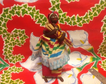Vintage colorful African folk art cloth doll