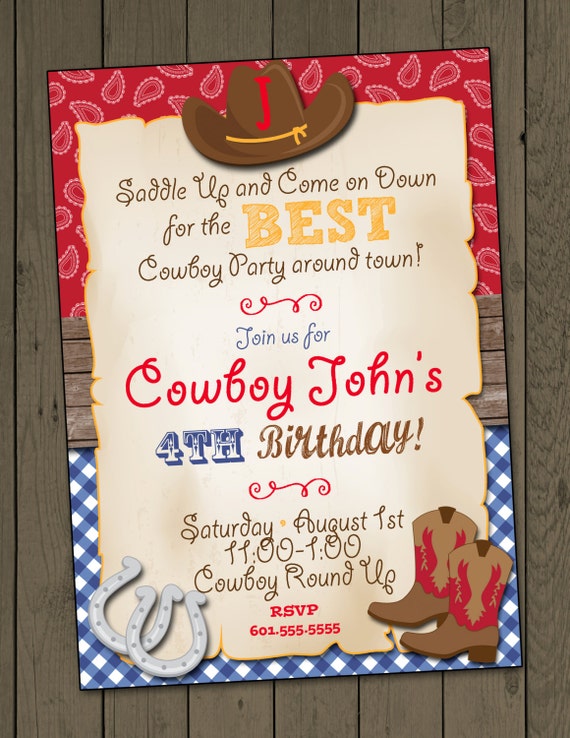 Cowboy Birthday Party Invitations 2