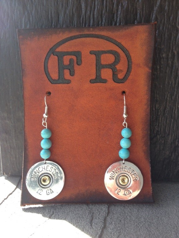 Items similar to 12G Turquoise & Silver Earrings Shotgun Shell