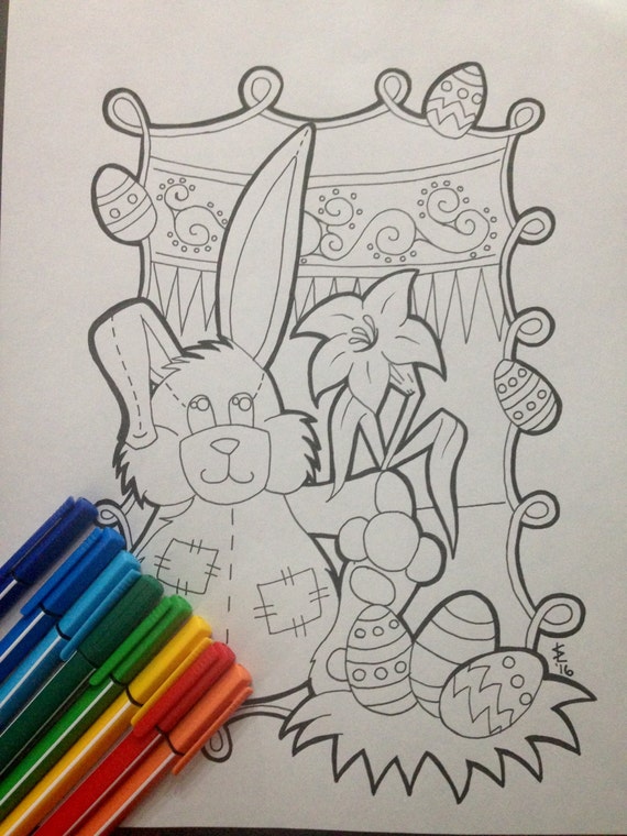 Items similar to Easter Bunny Coloring Page For All Ages PDF on Etsy