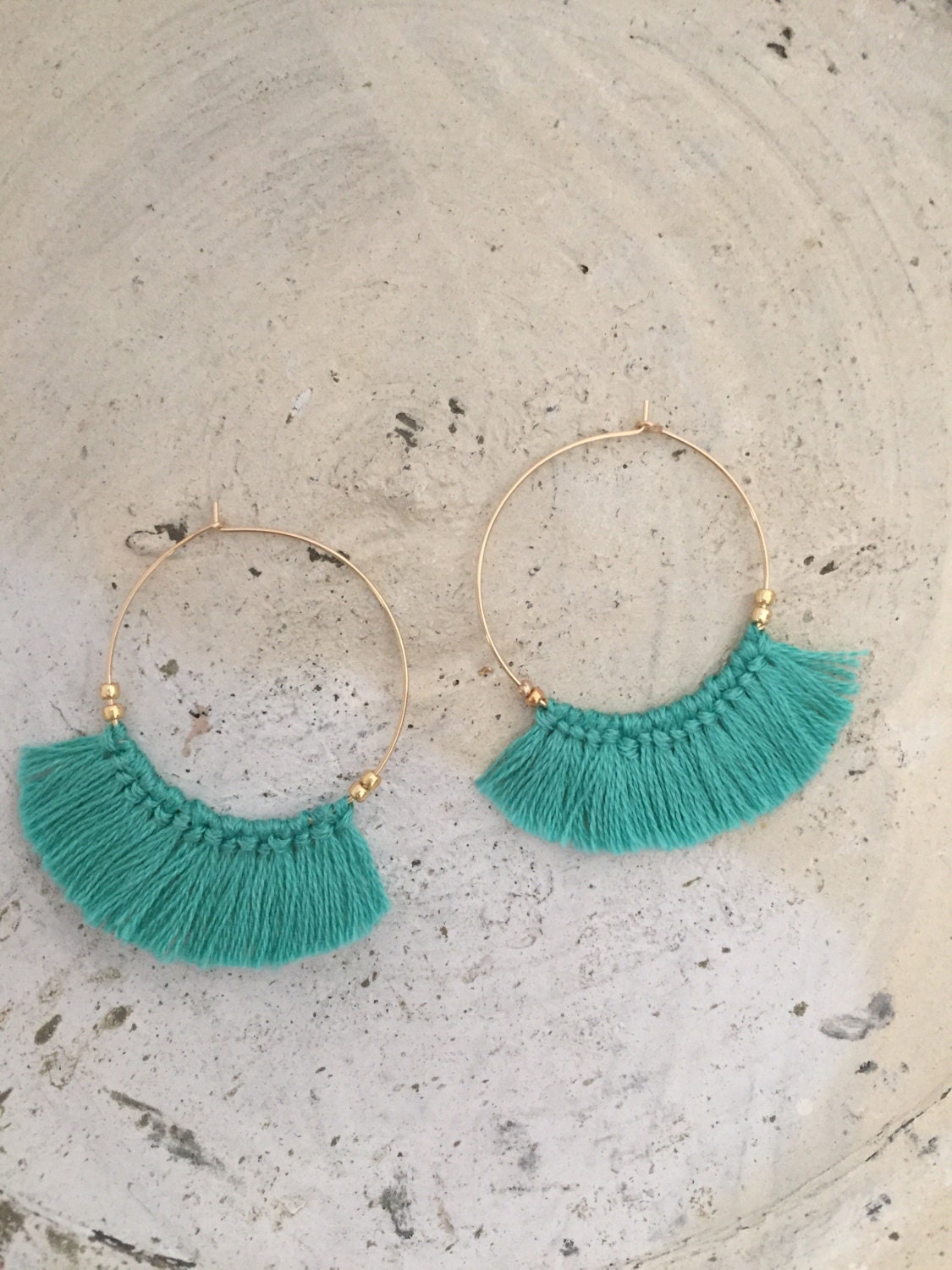 Fringe tassel earrings gold hoop earrings boho by MamaMaroon