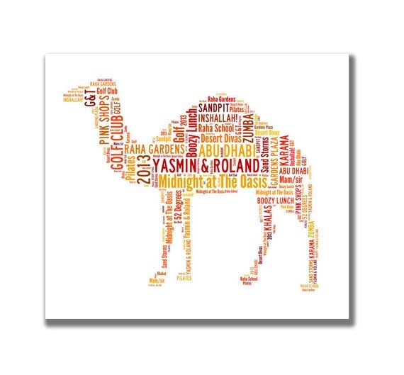 Camel Personalised word art. Digital image.