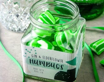 Boozy Gin and Elderflower Humbugs - Gift for Her - Party Favour - Wedding Favour - Food Gift - Gift for Him - Gin Gift - Bridesmaid Gift