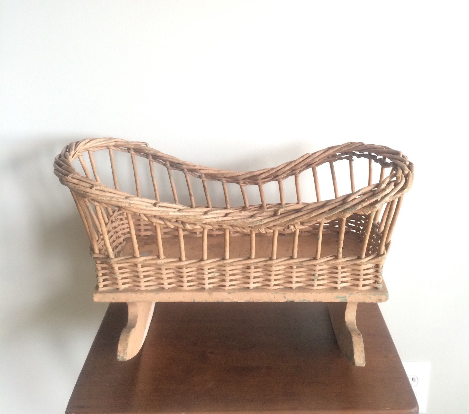 wicker doll bed