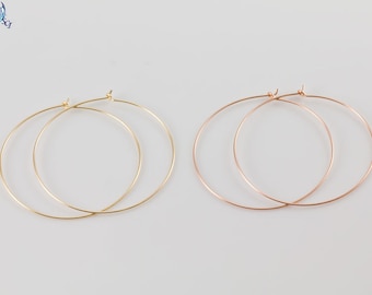 Plain Hoop Earrings,in sterling Silver,Gold Filled, Rose Gold Filled, Simple, Everyday minimal Wear, Lightweight thin Hoop, GFER47