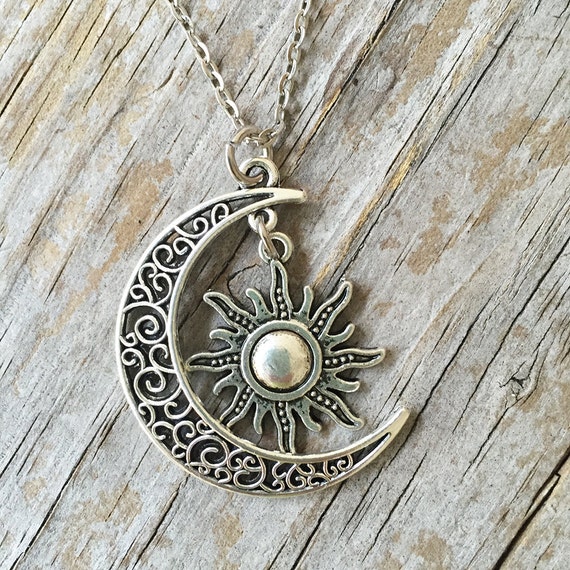 Crescent Moon Necklace/ Sun Necklace/ Moon Sun Necklace/ Sun