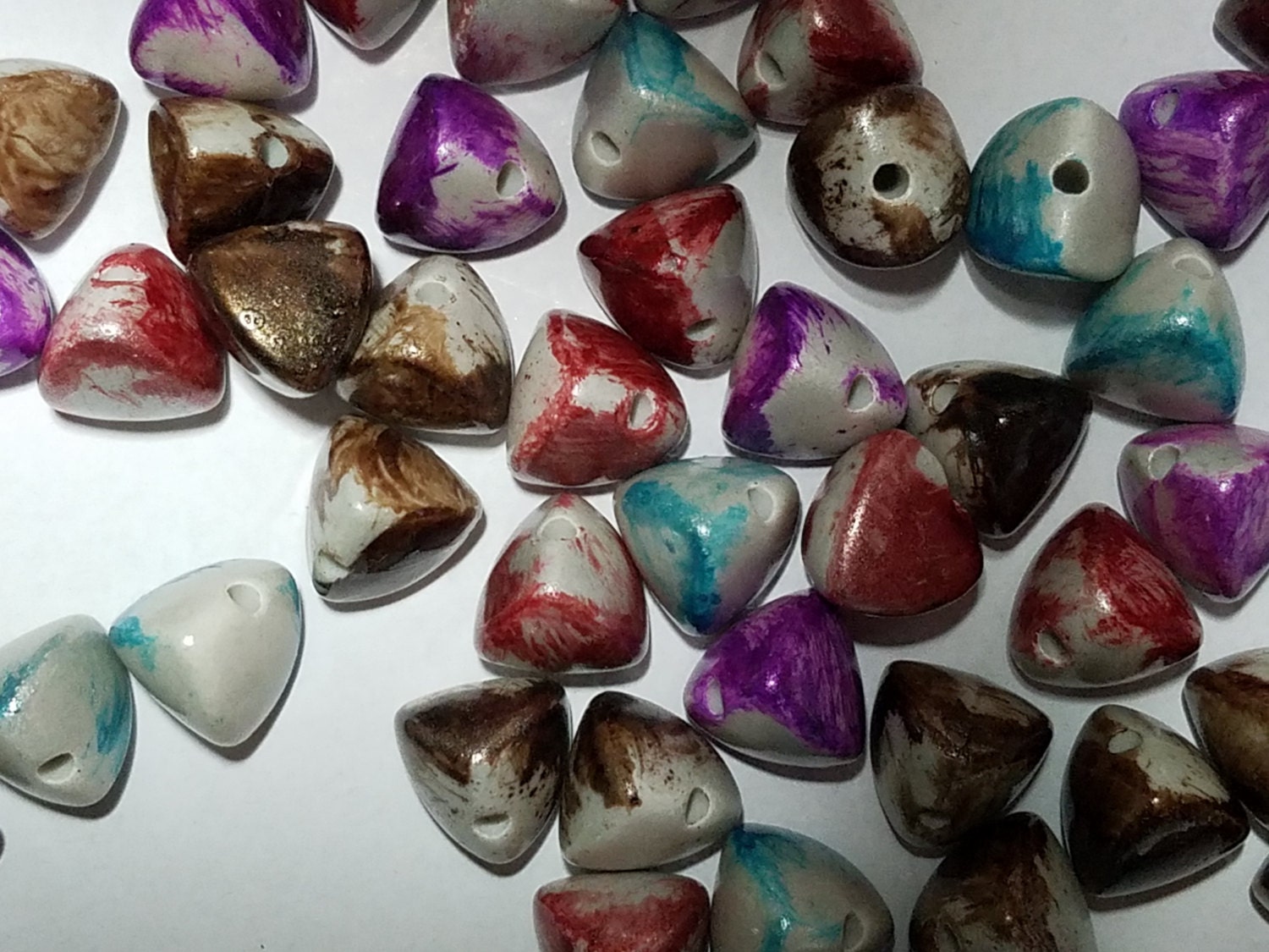 Spray Painted Acrylic Beads Triangle Mixed Color Qty. 24