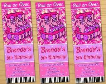 Roller Skating Birthday Invitation, Roller Skate birthday tickets Invitation, Roller Skating Invitation,Skate Party Invitation - Digital