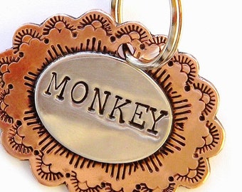 Handmade Western Style Dog ID Tag – Copper and Sterling Silver Concho - Pet ID Tags, Dog Tags - Cowgirl Style
