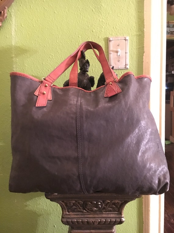 Vintage Extra-Large Fossil Leather Hobo Handbag