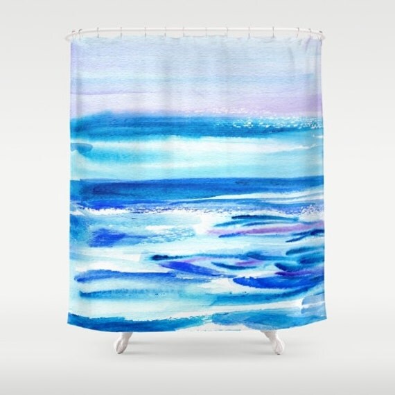 Ocean Shower Curtain Pacific Dreams Watercolor unique