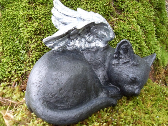 sleeping cat stone garden ornament