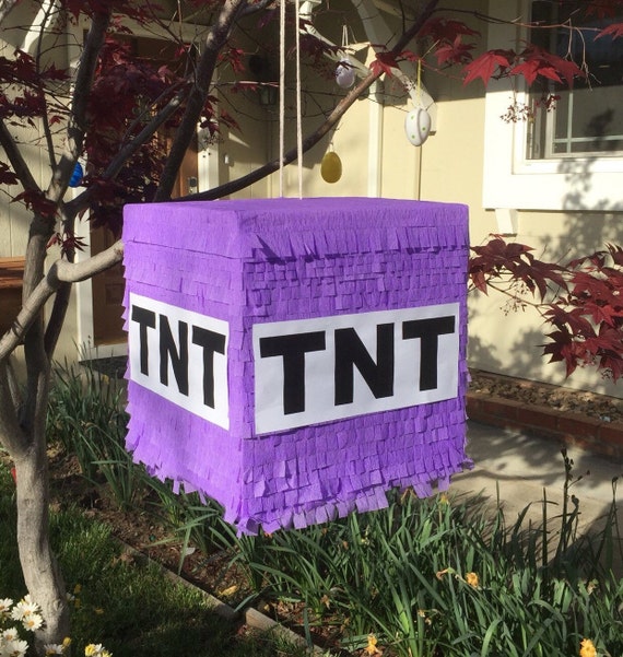 Items similar to Big Minecraft TNT Pinata (12 inches) -Purple on Etsy