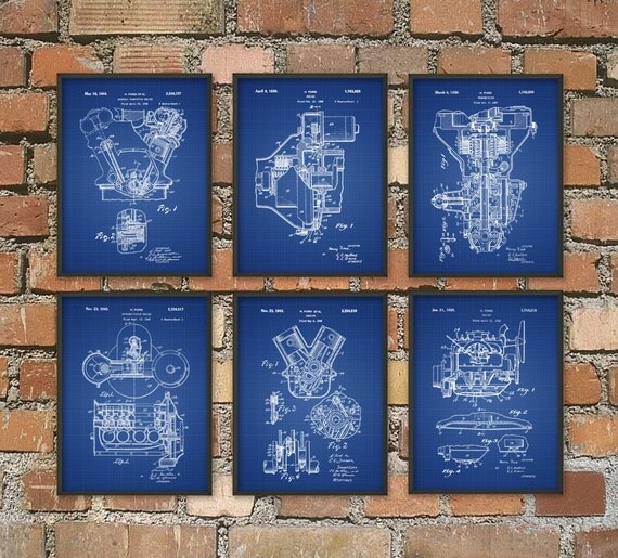 Ford Patent Prints Set Of 6 Henry Ford Patent by QuantumPrints