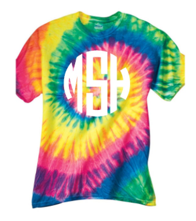 tie dye shirts with monogram