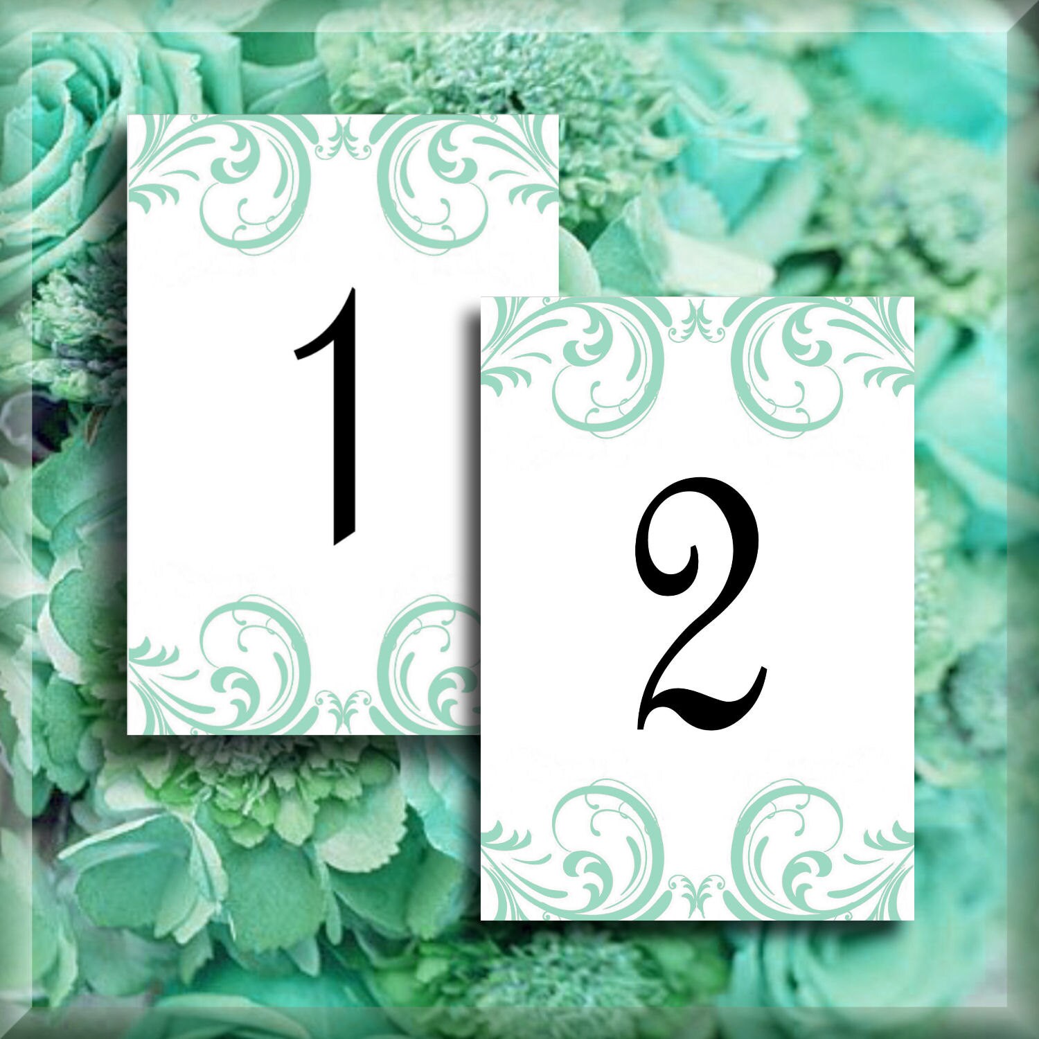 Mint Green Swirl Table Numbers 5 x 7 Tables 1 10 Digital