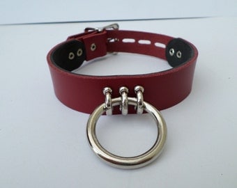 real 30mm wideleather lockable bondage fetish slave bdsm collar 35mm ring with padlock buckle