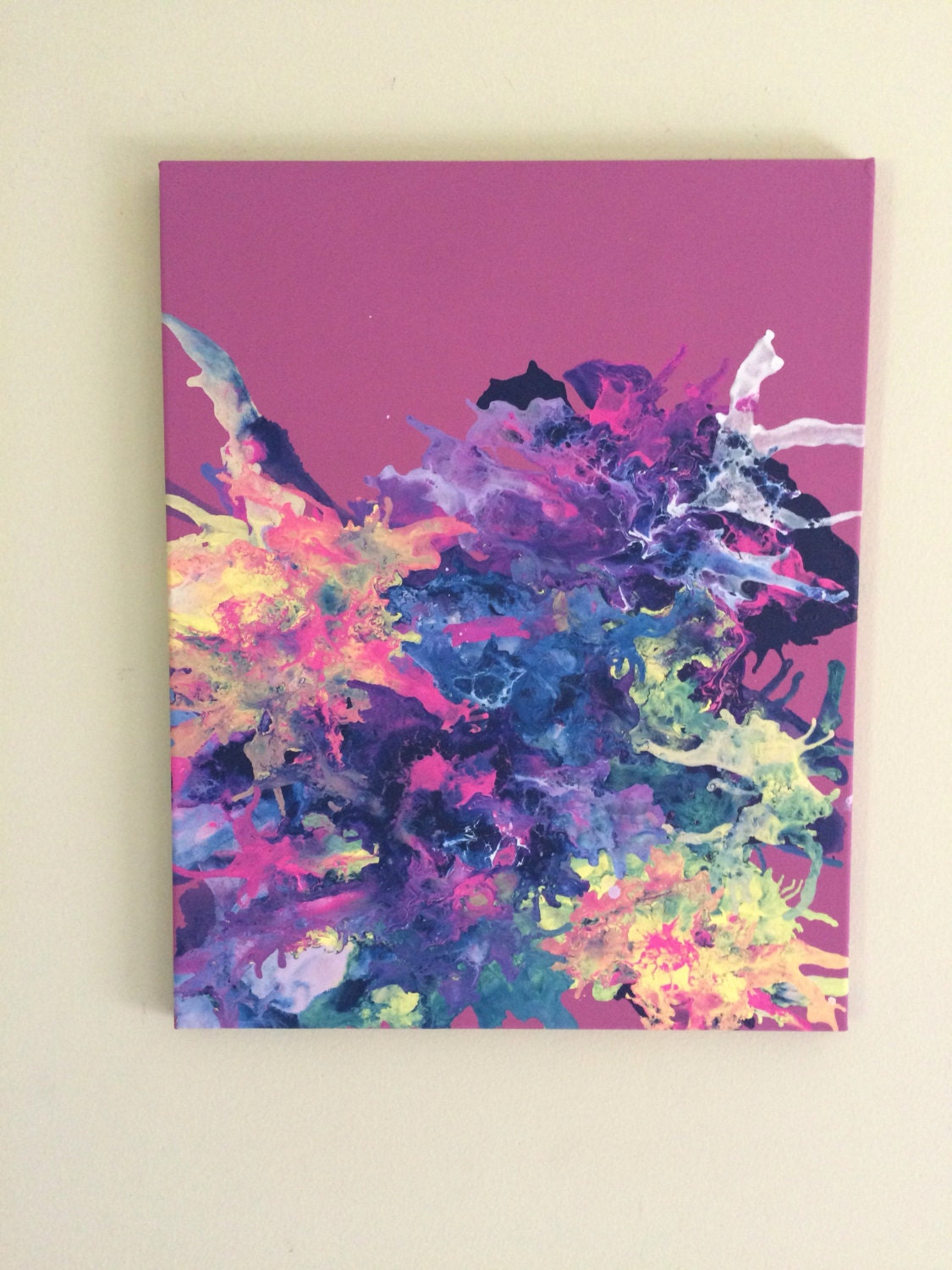 SALE Abstract Pink Art Fluid Painting Pink Purple Art Splatter